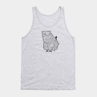 Get Lost Hiking Topographic Art Hike Georgia State Map Tank Top